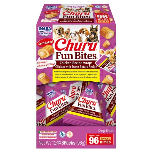 [61/EUD743] Hond Churu Fun Bites wrap kip&zoet aardappel